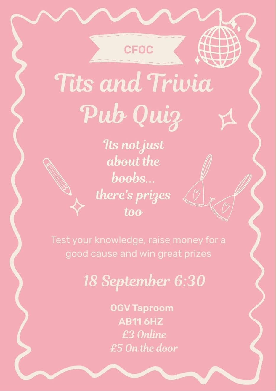 Tits & Trivia: CoppaFeel! Pub Quiz